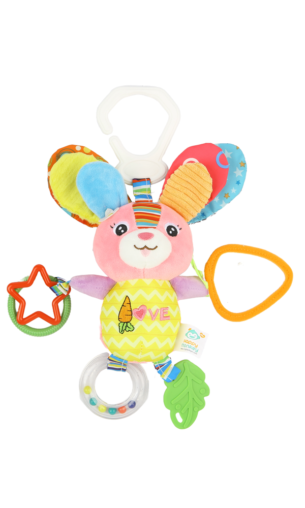Plush Rabbit Hanging Toy with Rattle & Teether - 0314321