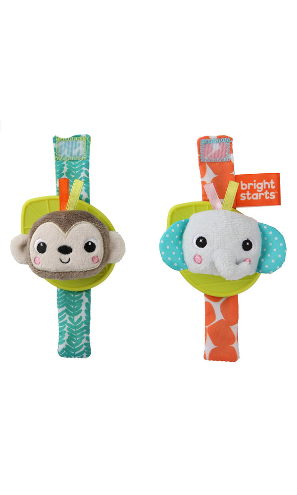 Rattle & Teethe Wrist Pals Toy - Monkey & Elephant