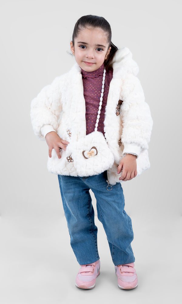 Girls Hooded Jacket With Handbag - 0316152