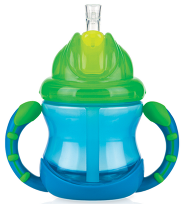 Nuby No Spill 2 Handle Straw Cup 240ml - Blue