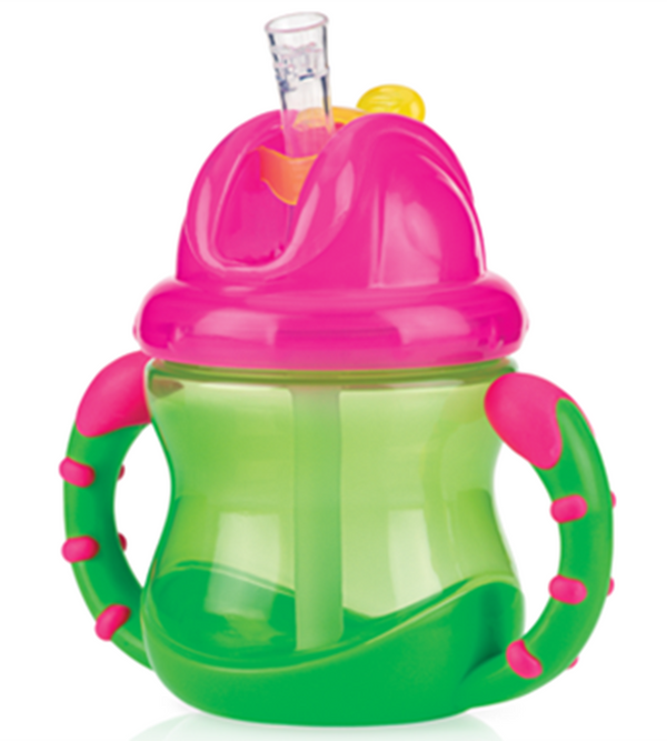 Nuby No Spill 2 Handle Straw Cup 240ml - Green