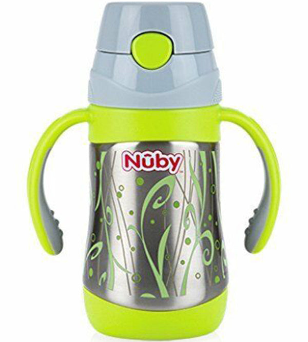 Nuby ID10279 Thermo Stainless Steel Drinking Straw Cup, 280 ML