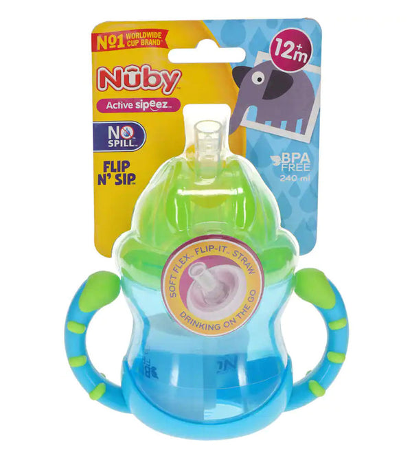 Nuby No Spill 2 Handle Straw Cup - Blue