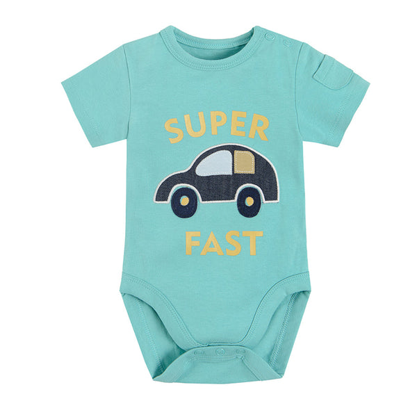 Boys short sleeve bodysuit, turquoise CC CCB2400249