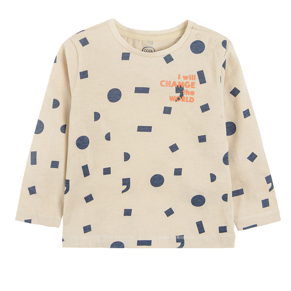 Boy's Long sleeve shirt ecru, I will change the world CC CCB2400257