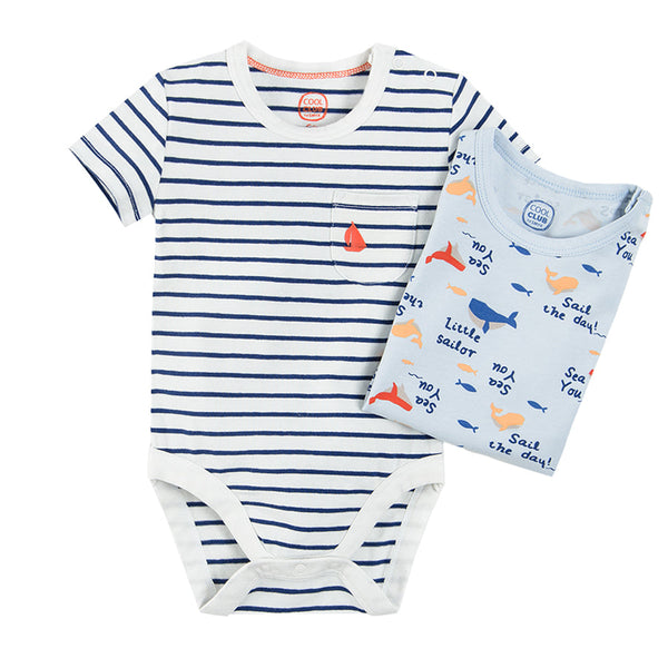 Boy's Short Sleeve Bodysuit Mix Little Sailor Set 2 Pcs CC CCB2401796