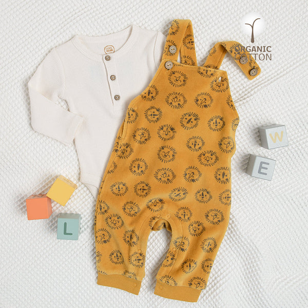 Boy's Set Bodysuit with Long Sleeves Dangri Organic Cotton Ecru Yellow CC CNB2500672 00