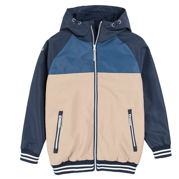 Boy's Hooded Jacket Navy Blue Beige CC COB2520228