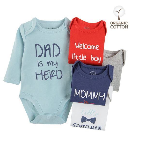Boy's Bodysuit With Long Sleeves Set 5 Pcs CC CUB2400323