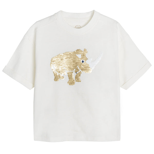 Boy's T Shirt Ecru Double Sided Sequins CC CCB2410937