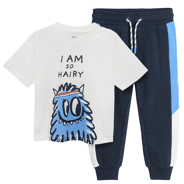 Boys Set T Shirt Sweatpants Ecru Navy Blue CC CCB2510928 00