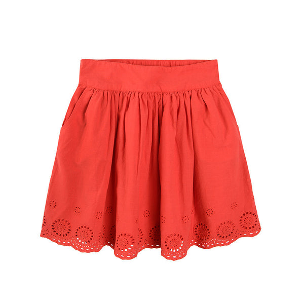 Girl's Skirt Red English Embroidery CC CCG2412009