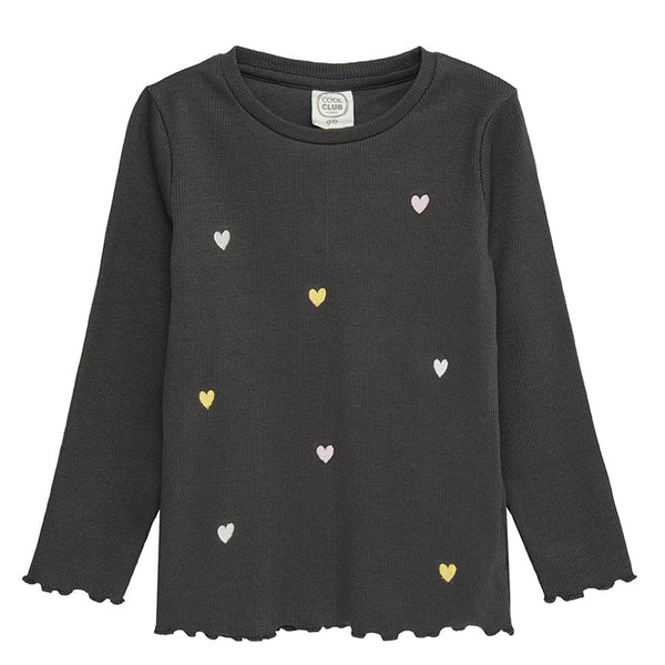 Girl's Blouse with Long Sleeves Graphite Ribbed CC CCG2511070