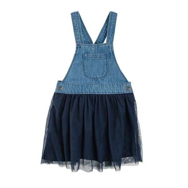 Girl's Denim Dangri Skirt Denim Tulle CC CJG2410629