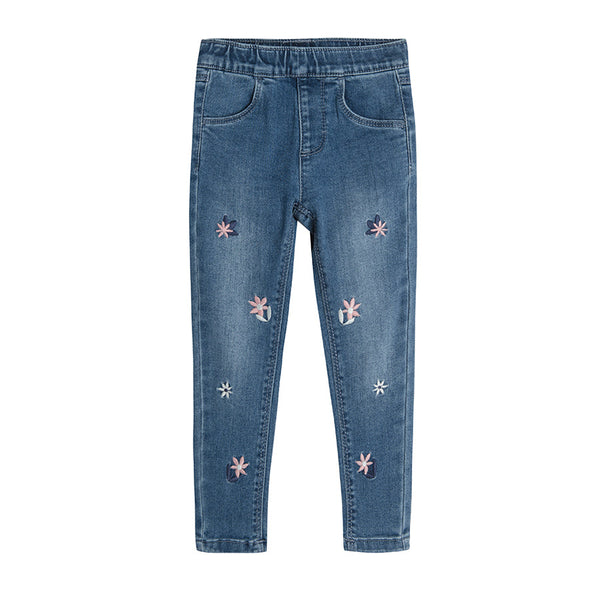 Girl's Denim Pants Slim Denim Flowers CC CJG2411409