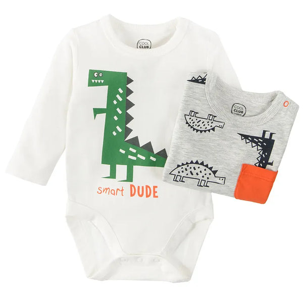 Boy's Body With Long Sleeves Gray Ecru Set 2 Pcs CC CCB2500693 00